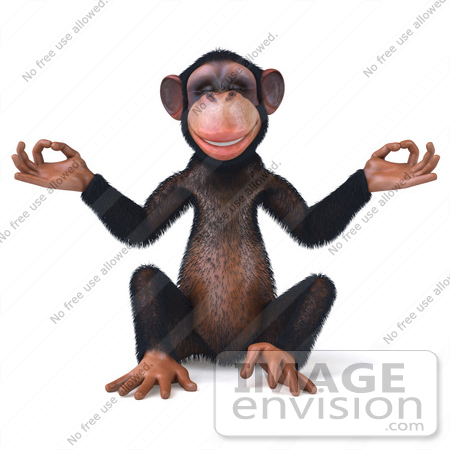 #49983 Royalty-Free (RF) Illustration Of A 3d Chimpanzee Mascot Meditating - Pose 1 by Julos