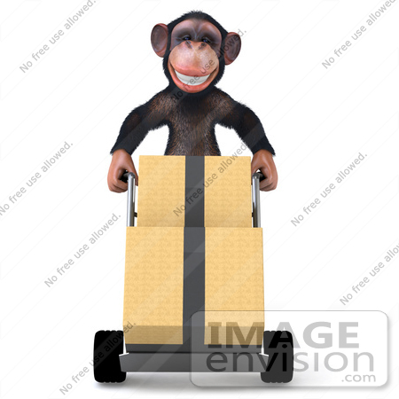 #49985 Royalty-Free (RF) Illustration Of A 3d Chimpanzee Mascot Delivering Boxes - Pose 1 by Julos