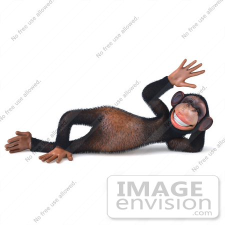 #49987 Royalty-Free (RF) Illustration Of A 3d Chimp Mascot Relaxing And Waving by Julos