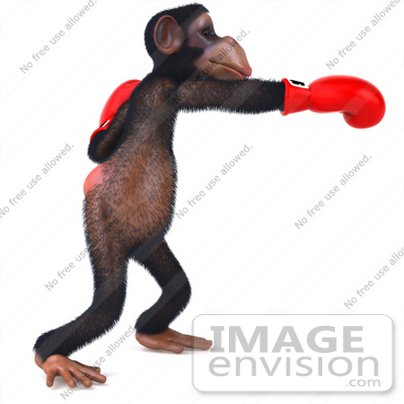 #49988 Royalty-Free (RF) Illustration Of A 3d Chimp Mascot Boxing - Pose 2 by Julos