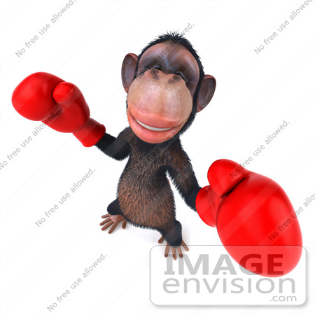 #49991 Royalty-Free (RF) Illustration Of A 3d Chimp Mascot Boxing - Pose 1 by Julos