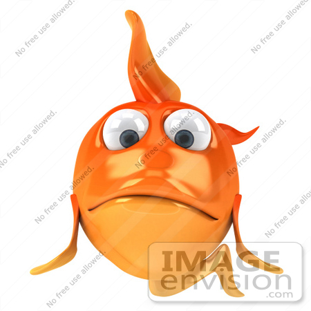 #50000 Royalty-Free (RF) Illustration Of A 3d Sad Goldfish Mascot Facing Front by Julos