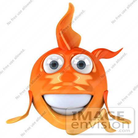 #50001 Royalty-Free (RF) Illustration Of A 3d Happy Goldfish Mascot Facing Front by Julos