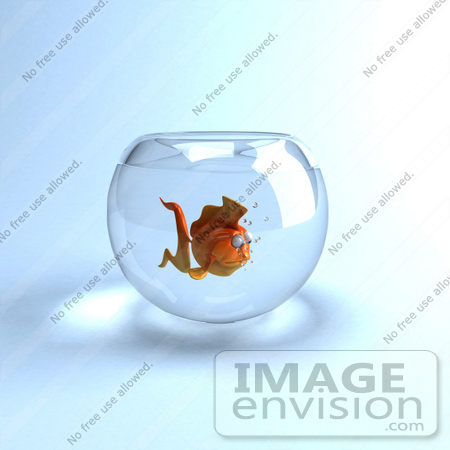 #50008 Royalty-Free (RF) Illustration Of A 3d Lonely Goldfish Mascot In A Bowl by Julos
