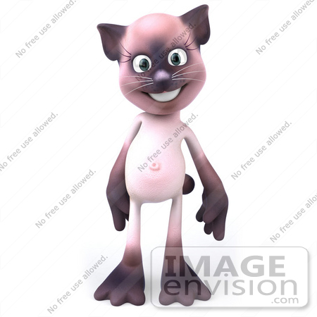 #50019 Royalty-Free (RF) Illustration Of A 3d Pink Cat Mascot Standing And Facing Front by Julos