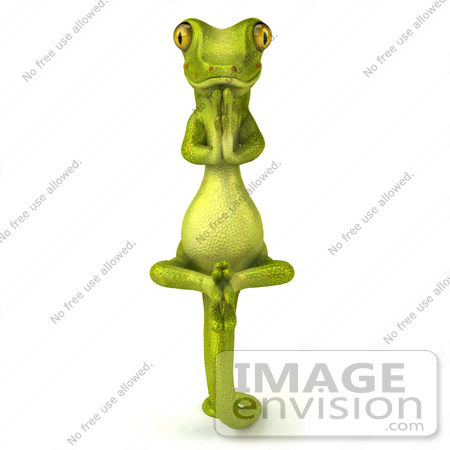 #50029 Royalty-Free (RF) Illustration Of A 3d Green Gecko Mascot In Meditation by Julos