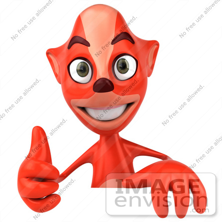 #50035 Royalty-Free (RF) Illustration Of A 3d Red Fox Mascot Giving The Thumbs Up And Standing Behind A Blank Sign by Julos