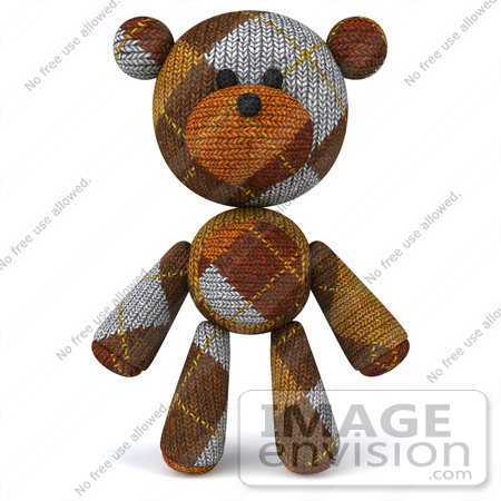#50038 Royalty-Free (RF) Illustration Of A 3d Knitted Teddy Bear Mascot Standing And Facing Front by Julos