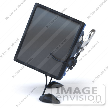 #50052 Royalty-Free (RF) Illustration Of A 3d Computer Case Mascot Using A Magnifying Glass - Version 1 by Julos