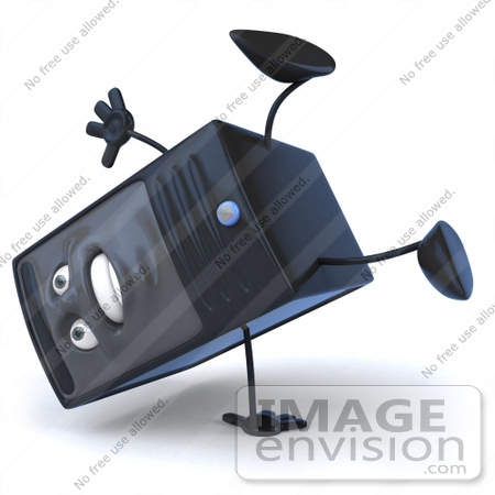 #50055 Royalty-Free (RF) Illustration Of A 3d Computer Case Mascot Doing A Hand Stand by Julos