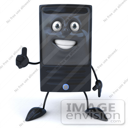 #50061 Royalty-Free (RF) Illustration Of A 3d Computer Case Mascot Giving The Thumbs Up by Julos