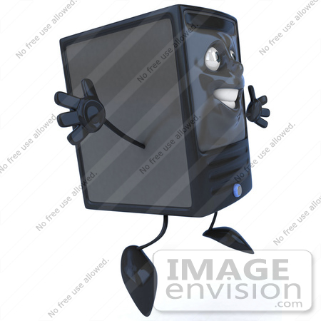 #50085 Royalty-Free (RF) Illustration Of A 3d Computer Case Mascot Jumping - Version 2 by Julos