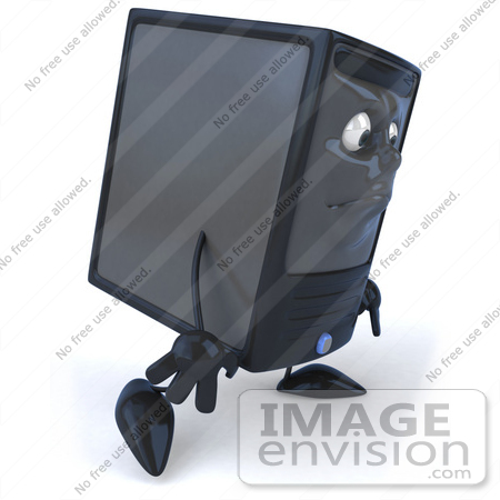 #50089 Royalty-Free (RF) Illustration Of A 3d Computer Case Mascot Walking To The Right by Julos