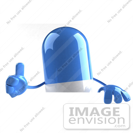 #50120 Royalty-Free (RF) Illustration Of A 3d Blue Pill Capsule Mascot Giving The Thumbs Up by Julos