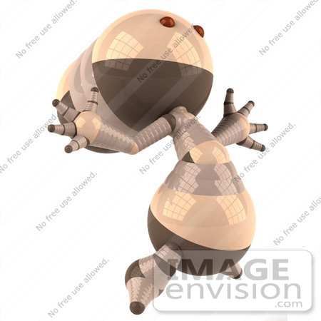 #50605 Royalty-Free (RF) Illustration Of A 3d Robot Mascot Jumping - Version 2 by Julos