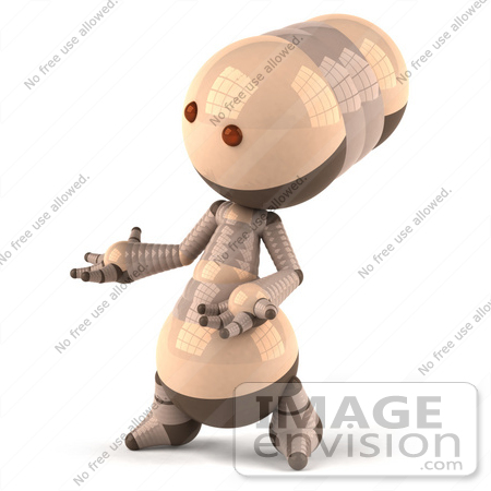 #50606 Royalty-Free (RF) Illustration Of A 3d Robot Mascot Gesturing With His Hand - Version 2 by Julos