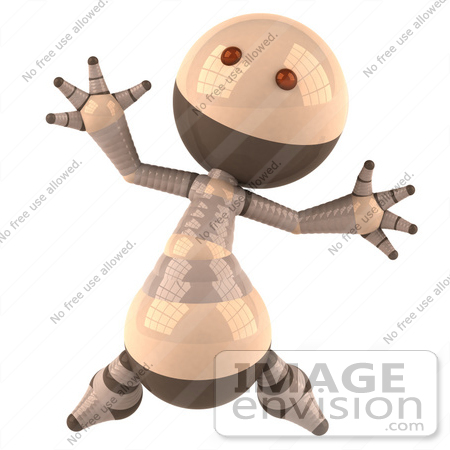 #50616 Royalty-Free (RF) Illustration Of A 3d Robot Mascot Jumping - Version 1 by Julos