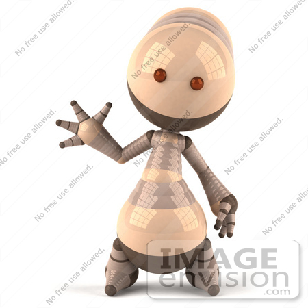 #50618 Royalty-Free (RF) Illustration Of A 3d Robot Mascot Waving by Julos