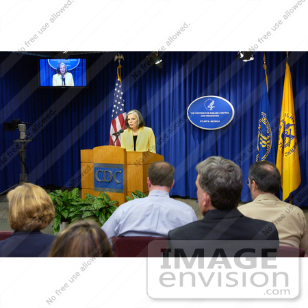 #5062 Stock Photography of the Julie Gerberding Addressing Reporters at a News Conference by JVPD