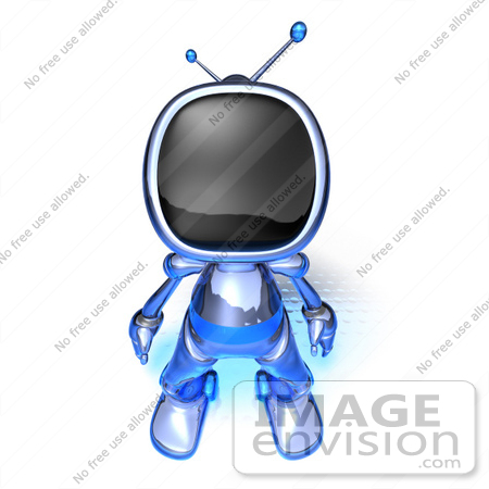 #50628 Royalty-Free (RF) Illustration Of A 3d Blue Human Like Robot Mascot Standing And Facing Front - Version 3 by Julos