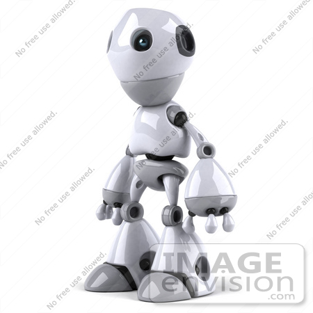 #50655 Royalty-Free (RF) Illustration Of A 3d White Robot Boy Mascot Facing Left by Julos