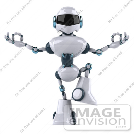 #50660 Royalty-Free (RF) Illustration Of A 3d Futuristic Robot Mascot Meditating - Pose 2 by Julos