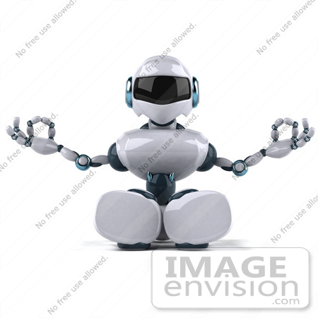 #50667 Royalty-Free (RF) Illustration Of A 3d Futuristic Robot Mascot Meditating In The Lotus Pose by Julos