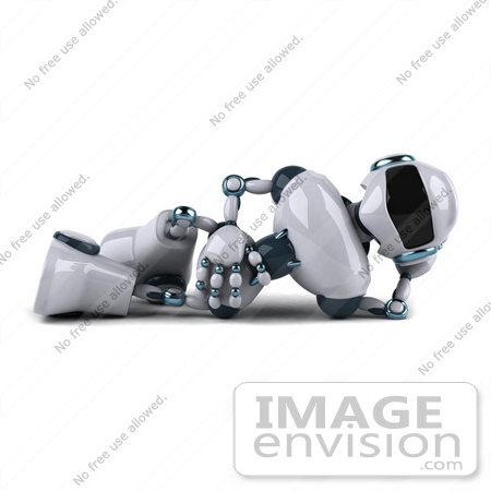 #50668 Royalty-Free (RF) Illustration Of A 3d Futuristic Robot Mascot Relaxing by Julos
