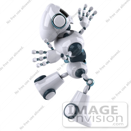#50676 Royalty-Free (RF) Illustration Of A 3d Futuristic Robot Mascot Leaping by Julos