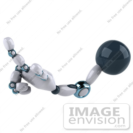#50679 Royalty-Free (RF) Illustration Of A 3d Futuristic Robot Hand Holding One Finger Up by Julos