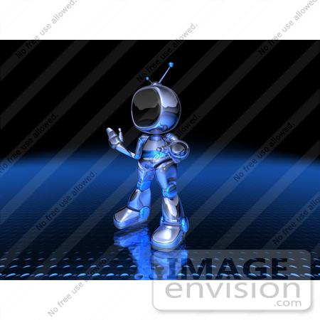 #50692 Royalty-Free (RF) Illustration Of A 3d Blue Robot Mascot Shrugging - Version 3 by Julos