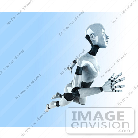 #50695 Royalty-Free (RF) Illustration Of A 3d Female Robot Mascot Floating To The Right - Version 2 by Julos