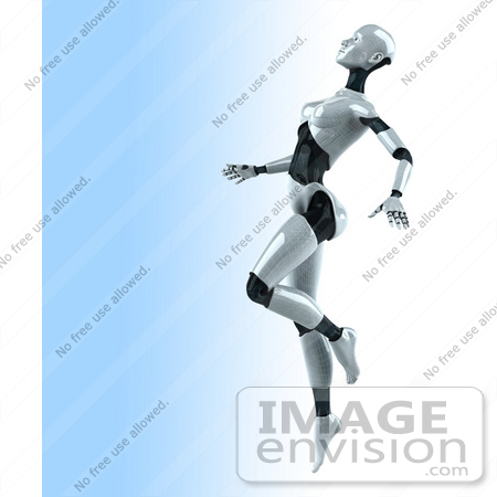 #50697 Royalty-Free (RF) Illustration Of A 3d Female Robot Mascot Dancing - Version 2 by Julos