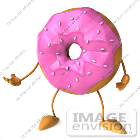 #50705 Royalty-Free (RF) Illustration Of A 3d Pink Frosted Doughnut Gesturing by Julos