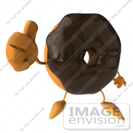 #50707 Royalty-Free (RF) Illustration Of A 3d Milk Chocolate Frosted Doughnut Mascot Holding His Thumb Up by Julos
