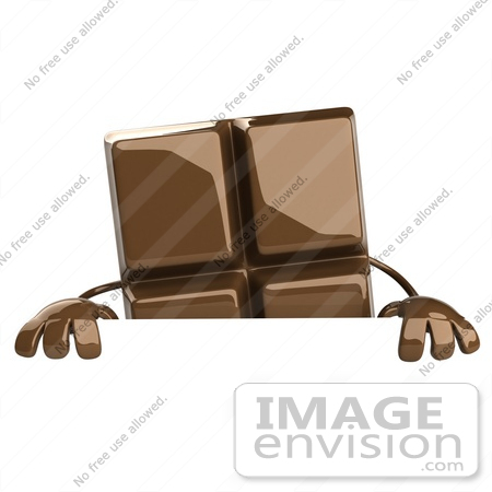 #50714 Royalty-Free (RF) Illustration Of A 3d Milk Chocolate Bar Mascot Holding A Blank Sign by Julos