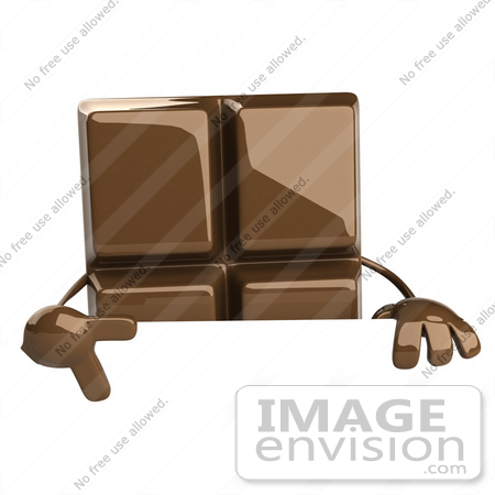 #50720 Royalty-Free (RF) Illustration Of A 3d Milk Chocolate Bar Mascot Gesturing And Holding A Blank Sign by Julos