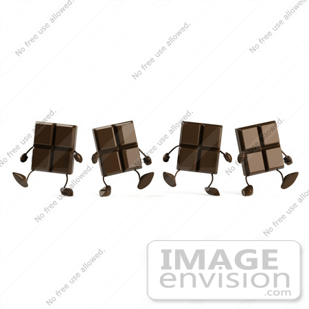 #50722 Royalty-Free (RF) Illustration Of A 3d Group Of Milk Chocolate Bar Mascots Walking by Julos
