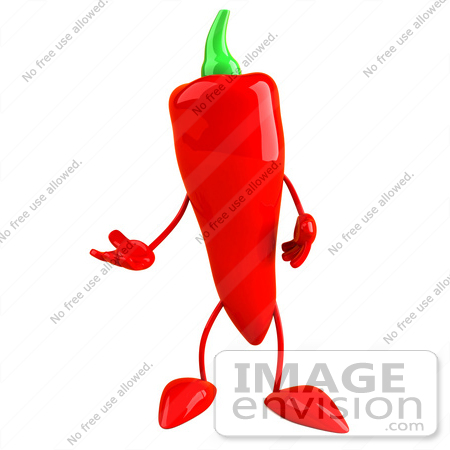 #50733 Royalty-Free (RF) Illustration Of A 3d Red Hot Chili Pepper Mascot Standing And Gesturing by Julos
