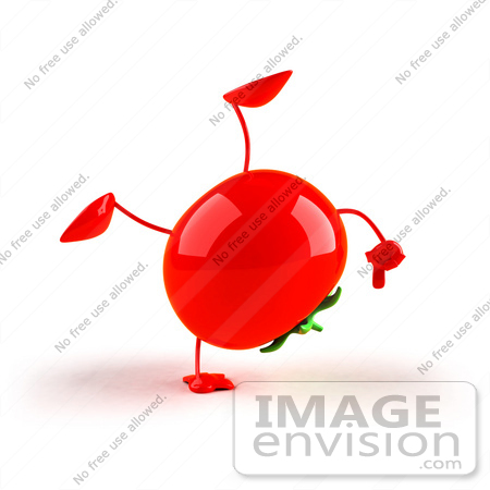 #50756 Royalty-Free (RF) Illustration Of A 3d Tomato Character Doing A Cartwheel - Version 1 by Julos