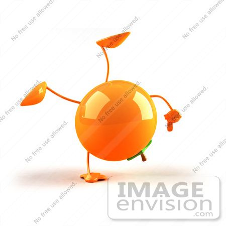 #50757 Royalty-Free (RF) Illustration Of A 3d Naval Orange Character Doing A Cartwheel - Version 1 by Julos