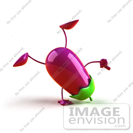 #50759 Royalty-Free (RF) Illustration Of A 3d Eggplant Character Doing A Cartwheel - Version 1 by Julos
