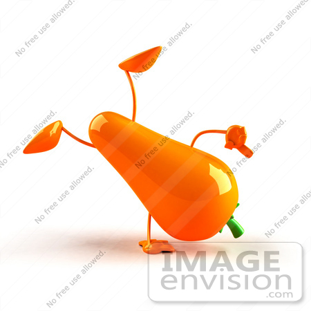 #50760 Royalty-Free (RF) Illustration Of A 3d Carrot Character Doing A Cartwheel - Version 1 by Julos