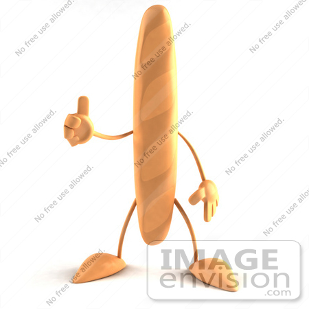 #50776 Royalty-Free (RF) Illustration Of A 3d Baguette Bread Character Giving The Thumbs Up - Version 1 by Julos