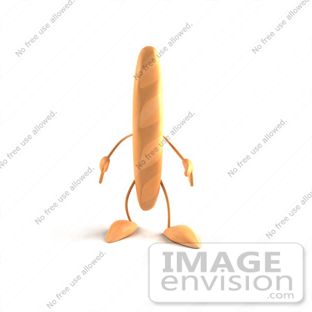 #50778 Royalty-Free (RF) Illustration Of A 3d Baguette Bread Character - Version 1 by Julos