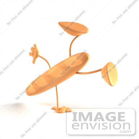 #50779 Royalty-Free (RF) Illustration Of A 3d Baguette Bread Character Doing A Cartwheel - Version 2 by Julos
