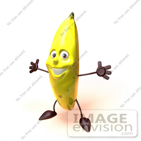 #50780 Royalty-Free (RF) Illustration Of A 3d Bruised Banana Character Holding His Arms Open - Version 4 by Julos