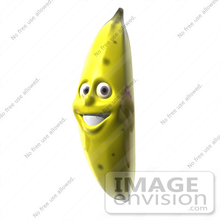 #50781 Royalty-Free (RF) Illustration Of A Happy 3d Bruised Banana Character - Version 2 by Julos