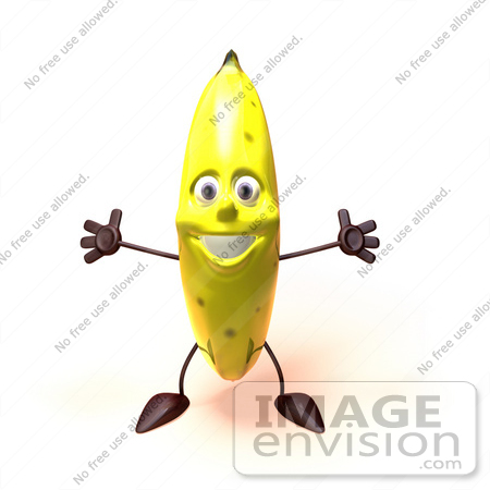 #50783 Royalty-Free (RF) Illustration Of A 3d Bruised Banana Character Holding His Arms Open - Version 1 by Julos