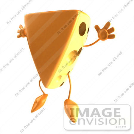 #50785 Royalty-Free (RF) Illustration Of A 3d Cheese Wedge Character Jumping - Version 1 by Julos
